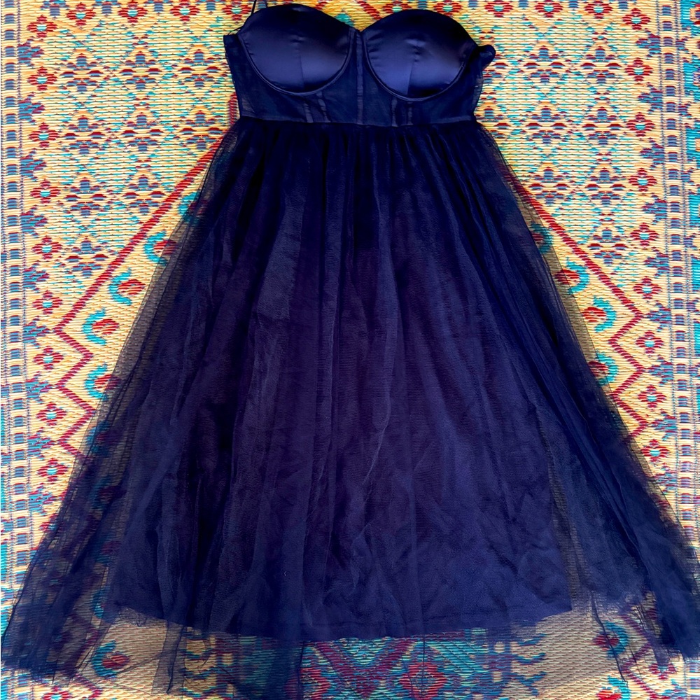 Strapless Empire Waist Gauze Dress L